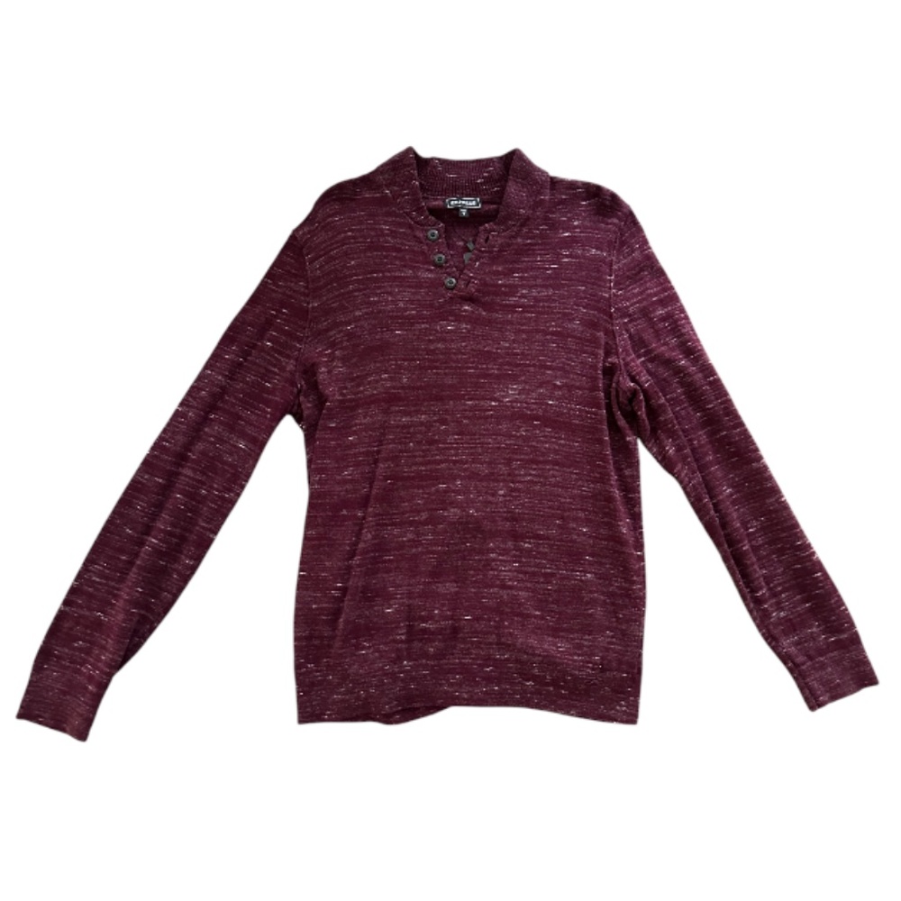 BNWT Express Men's Burgundy 1/4 Button Sweater Size L
